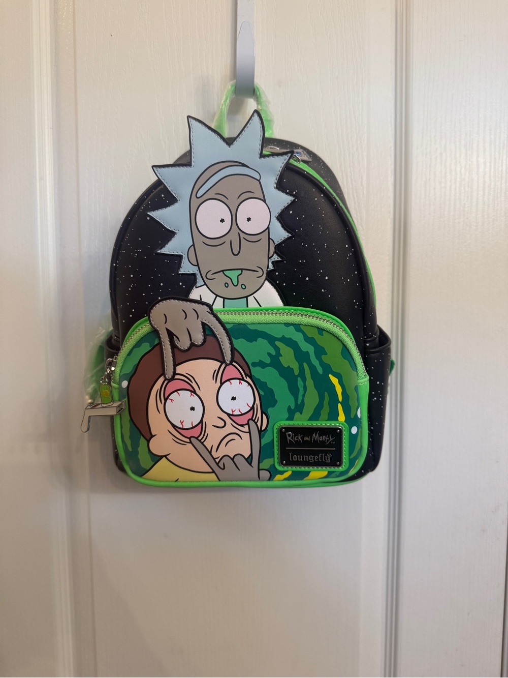 Loungefly Rick and Morty Portal Mini Backpack - Black & Green